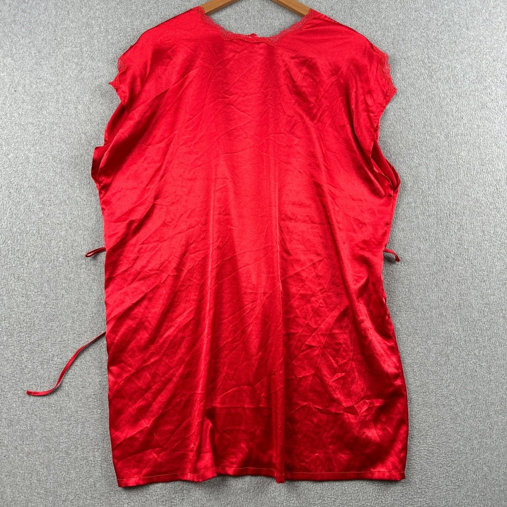 Victoria's Secret Robe Womens M Red Satin Lace Trim Short Sleeve Loungewear - Picture 2 of 11